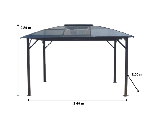 Gloriette avec rideaux, Aluminium, 3.60 x 3.00 m, 10.80m²