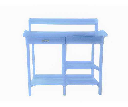 Table multiusages, bois lasurée couleur bleue