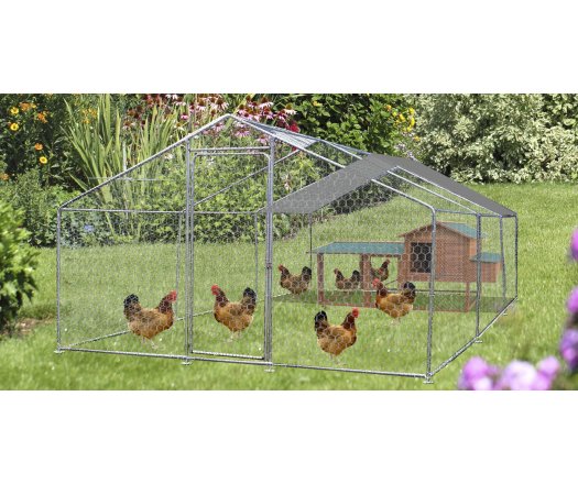 Enclos parc grillagé pour animaux, Acier, 3.00 x 6.00m, 18m²