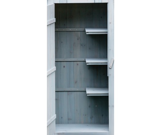 Armoire cabine de rangement équipée de 3 étagères, Bois lasurée finition bleu, 0.65 x 0.44 m, 0.28m²