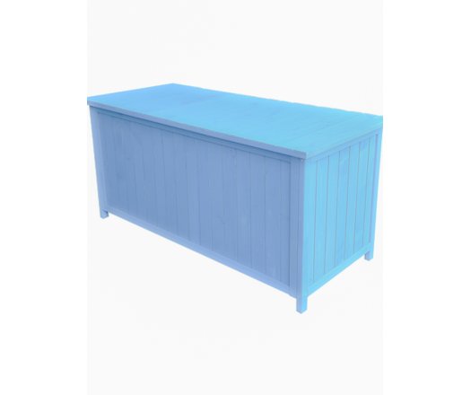 Coffre de rangement, Bois lasuré couleur bleue, 0.50 x 1.30 m, 0.65m²