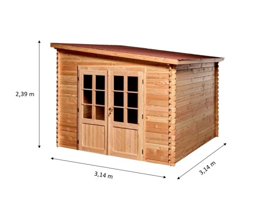 Abri Dhana, Douglas Madriers 28mm, 3.00 x 3.00m, 9.00m²