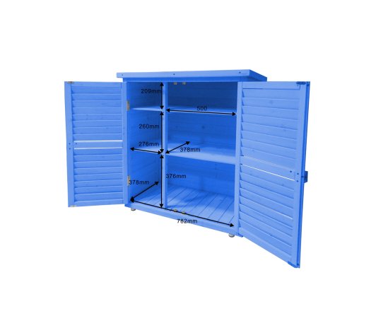 Armoire de rangement  équipée de 3 étages, bois lasurée couleur bleue, 0.40 x 0.90 m, 0.36m²