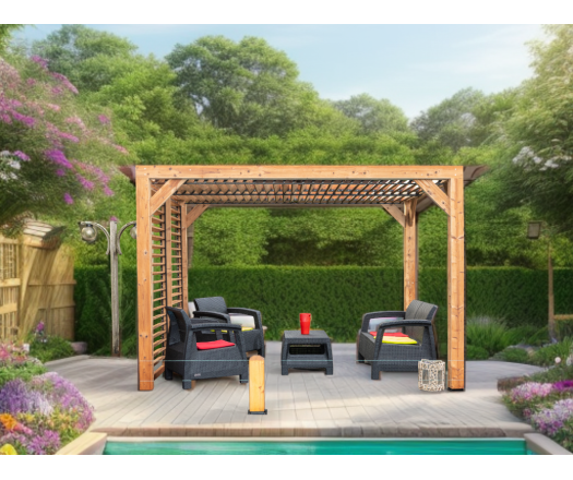 Pergola Thermauvent avec ventelles mobiles sur le toit et un mur, THT, 2.30 x 3.10 m, 7.10m²