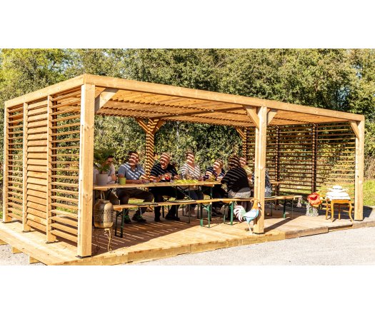 Pergola Thermauvent avec ventelles /Toit et 2 parois THT, 3.40 x 6.20m, 21.30m²