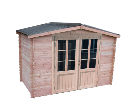 Abri Dhana avec bac acier, Douglas Madriers 28mm, 3.00 x 3.00m, 9.00m²