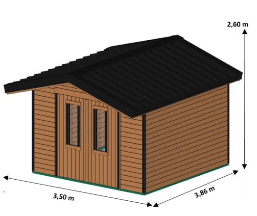 Abri Theta, THT Madriers 28mm, 3.50 x 3.80m, 13.50m²