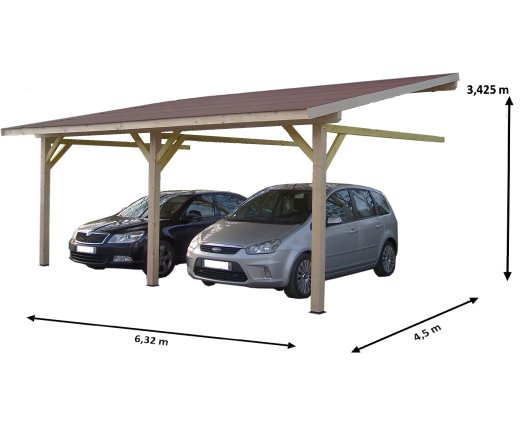 Carport, Epicéa du nord section 120 x 120mm, 3.90 x 5.90m, 28.40m²