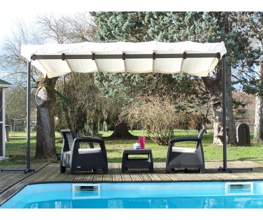 Pergola Marquise avec toile, Aluminium, 2.50 x 3.40, 8.50m²