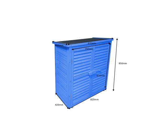 Armoire de rangement  équipée de 3 étages, bois lasurée couleur bleue, 0.40 x 0.90 m, 0.36m²