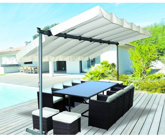 Pergola Marquise avec toile, Aluminium, 2.50 x 3.40, 8.50m²