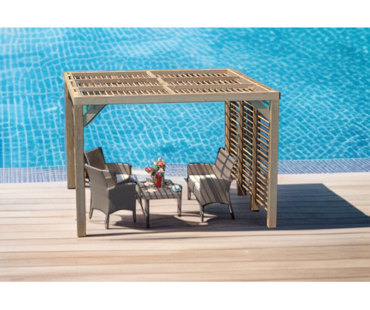 Pergola Thermauvent avec ventelles et un mur, THT, 3.10 x 3.40m, 10.60m²