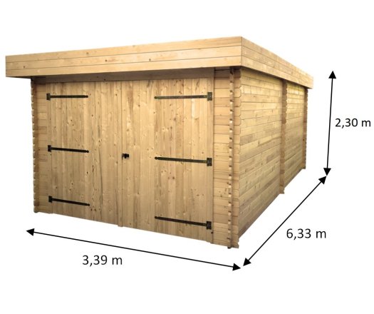 Garage Donur, Epicéa Madriers 28mm, 3.10 x 6.00m, 19.00m²