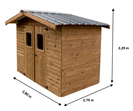 Abri Thermabri, THT Madriers 28mm, 2.70 x 2.80m, 7.60m²