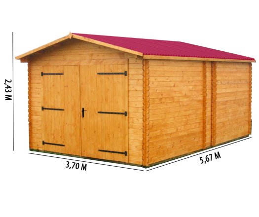 Garage Dorna, Epicéa Madriers 28mm, 3.50 x 5.40m, 19m²