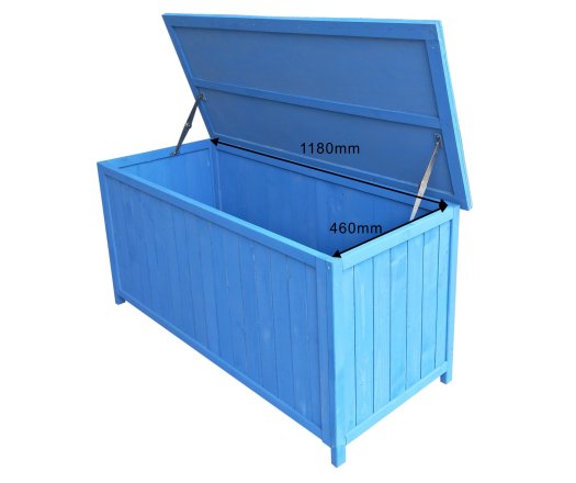 Coffre de rangement, Bois lasuré couleur bleue, 0.50 x 1.30 m, 0.65m²