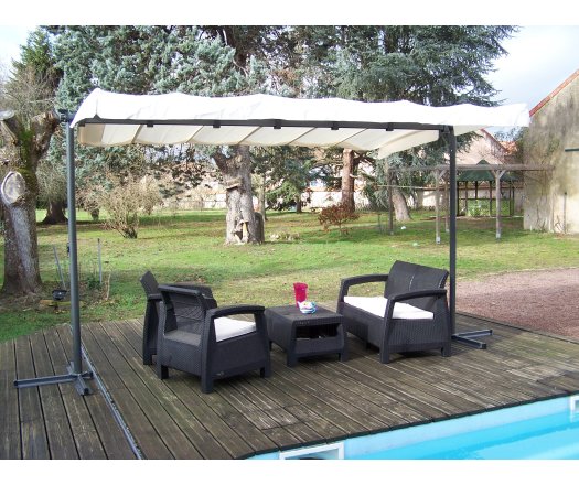 Pergola Marquise avec toile, Aluminium, 2.50 x 3.40, 8.50m²