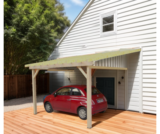 Carport, Epicéa du nord section 120 x 120mm, 3.00 x 3.60m, 16.20m²