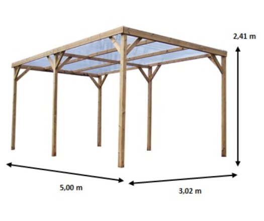 Pergola Thonon, THT avec couverture PVC, 3.00 x 5.00 m, 15.00m²