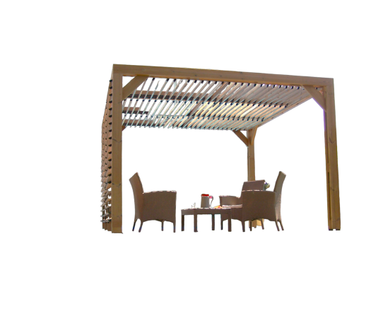 Pergola Thermauvent avec ventelles et un mur, THT, 3.10 x 3.40m, 10.60m²