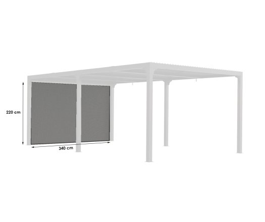 Rideau pour pergola bioclimatique ,Pour PER3630 et 3660 avec rail pour côté 3,60 m couleur gris