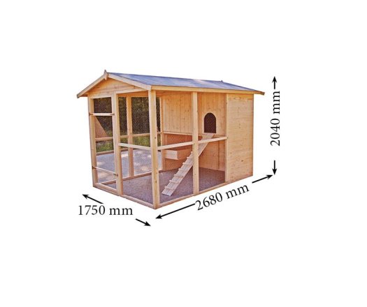 Poulailler très grande taille XXL, Bois, 1.75 x 2.68m, 4.69m²