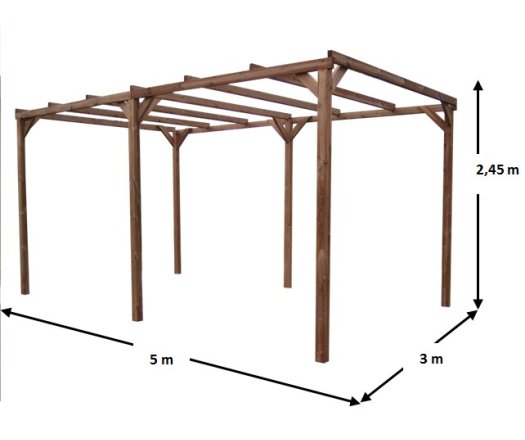 Pergola Thonon, THT  sans couverture, 3.00 x 5.00 m, 15.00m²