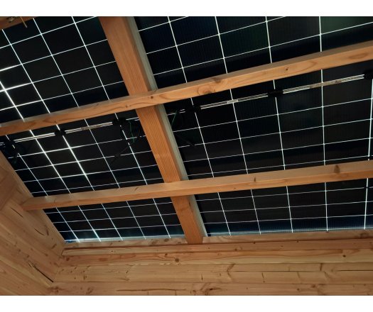 Abri photovoltaïque Lumibois 3kWc, Epicéa massif 42mm, 3.48 x 3.81 m, 13.26 m²