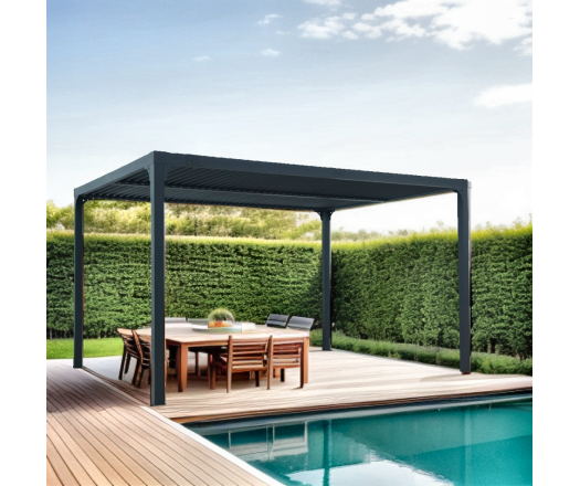 Pergola Bioclimatique avec ventelles, Aluminium gris anthracite, 3.60 x 3.00m, 10.80m²