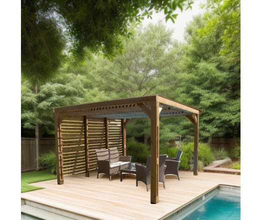 Pergola Thermauvent avec ventelles et un mur, THT, 3.10 x 3.40m, 10.60m²