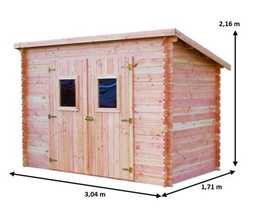 Abri Dalmat, Douglas madriers 20mm, 3.00 x 1.70m, 5.20m²