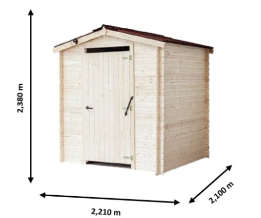Abri Alpina WC, Epicéa en Madriers 20 mm, 2.10 x 2.21m, 4.64m², sans plancher