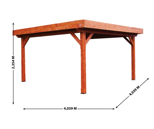 Auvent Ombra, Sapin du nord couverture bac acier, 4.00 x 4.00 m, 16m²