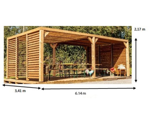 Pergola Thermauvent avec ventelles /Toit et 2 parois THT, 3.40 x 6.20m, 21.30m²