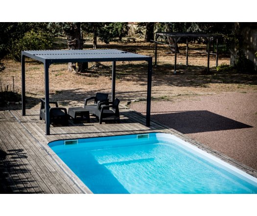 Pergola Bioclimatique avec ventelles, Aluminium gris anthracite, 3.60 x 3.00m, 10.80m²