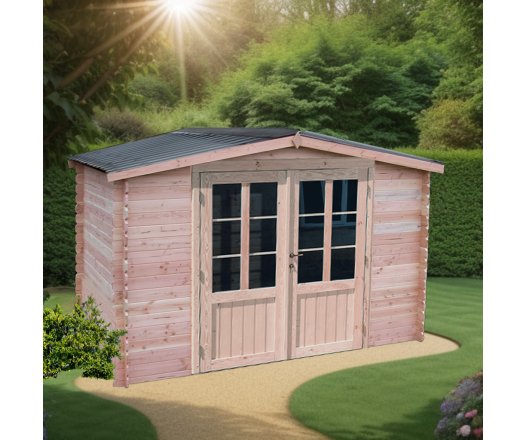 Abri Dhana avec bac acier, Douglas Madriers 28mm, 3.00 x 3.00m, 9.00m²