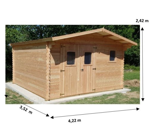 Abri Dommar, Douglas Madriers 28mm, 4.20 x 3.50, 14.80m²