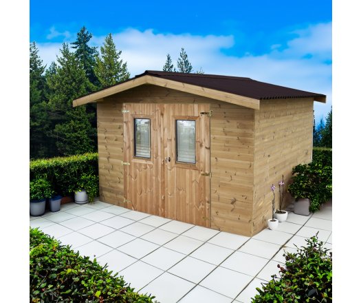 Abri Thermabri, Epicéa THT madriers 28mm, 3.40 x 3.50m, 12m²