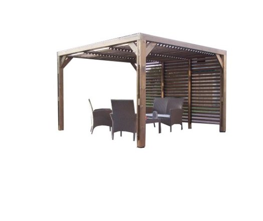 Pergola Thermauvent   avec ventelles mobiles sur le toit et un mur avec visserie inox, THT, 3.10 x 3.40m, 10.5m²