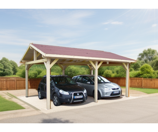 Carport Karpa, Epicéa du nord section 120 x 120mm, 3.90 x 5.90m, 28.40m²