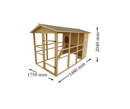 Poulailler XXXL, Bois, 1.75 x 3.48m, 6.10m²