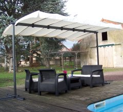 Pergola Marquise avec toile, Aluminium, 2.50 x 3.40, 8.50m²