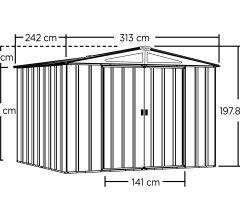 Abri Métal, grand volume, 3.10 x 2.40, 7.40m²