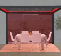 Pergola bioclimatique avec ventelles électrique et ruban LED, Aluminium, 3.0 x 4.0 m, 12m²