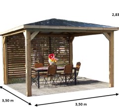 Pool House Blueterm,  THT avec toiture ACP, 3.50 x 3.50 m, 12.25m²