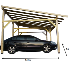 Carport Avento, Epicéa du nord section 120 x 120mm, 3.90 x 5.90m, 28.40m²