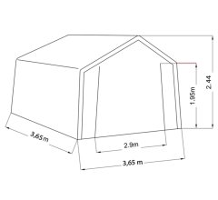 Abri en Toile renforcée, Acier, 3.70 x 3.70 m, 13.70 m²