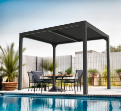 Pergola Bioclimatique avec ventelles, Aluminium gris anthracite, 2.40 x 3.00m, 7.20m²