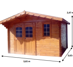 Abri Donzy, Epicéa Madriers 28mm, 3.60 x 3.60, 13.20m²