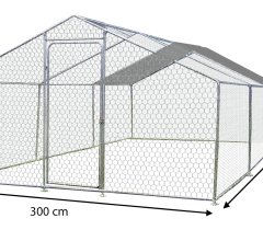 Enclos parc grillagé pour animaux, Acier, 3.00 x 6.00m, 18m²